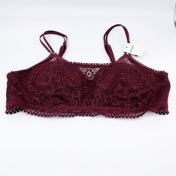 Aerie Women's Real Power Wireless Push up Joy Lace Bra Royal Berry Size 36C - Picture 1 of 5